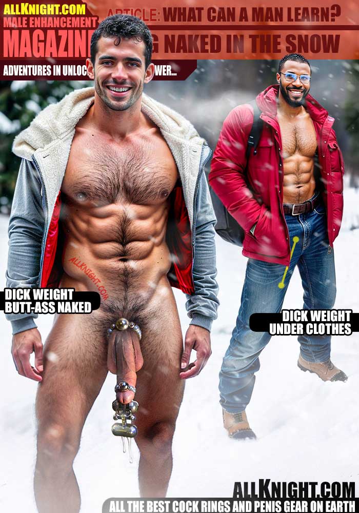 What I learned naked in the snow is a shamanistic, boys’ day out in the woods, rite of passage sort of story that looks at a very unusual way one man unlocked another level of his male power and big dick energy. And of course, because this is allknight.com, male enhancement gear is involved. Naked hiking anyon? 