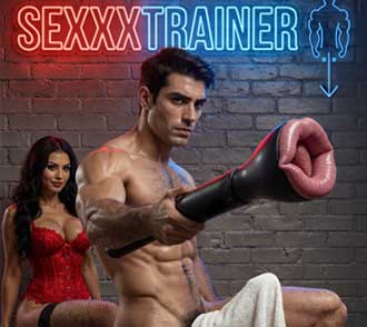 A man proudly presents his Sexxxtrainer Sex Simulator for Men. Watch the AllKnight masturbation coaches demonstrate hands-free masturbation with full body engagement.