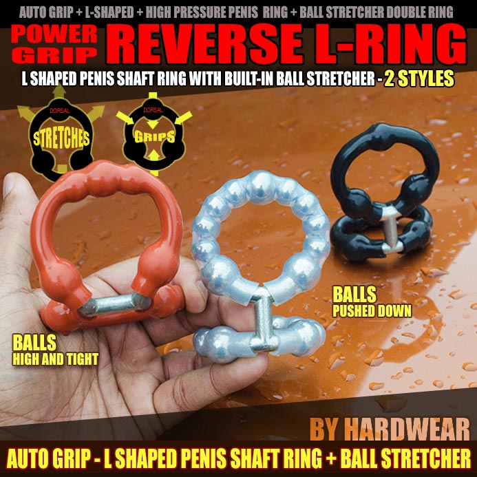 REVERSE L-RING: PENIS SHAFT RING + BALL STRETCHER - allknight.com: Want a penis shaft ring and ball stretcher combo? The Reverse L-Ring by Hardwear delivers a fantastic sexual experience, with erection ring and balls stimulation all in one.