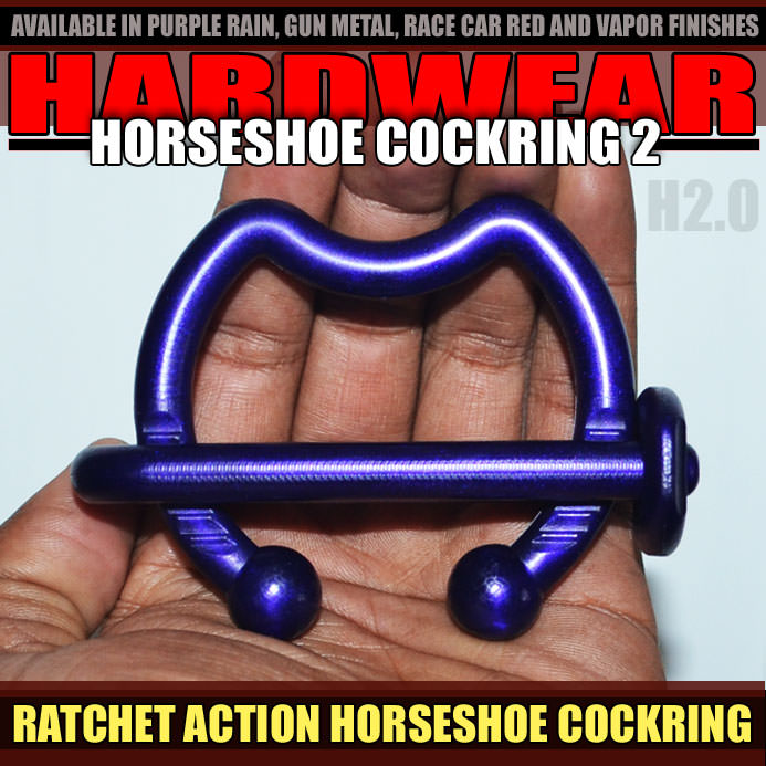 RATCHET ACTION HORSESHOE COCKRING - allknight.com: The Ratchet Action Horseshoe Cockring is our amazing version 2 Horseshoe Cock Ring.  Featuring a urethane body, a fully integrated ratchet system for adjustability and a built-in latching mechanism on its clip for quick release, guys have been raving about the fantastic ‘Hardwear Hard’ Erection this ring delivers.