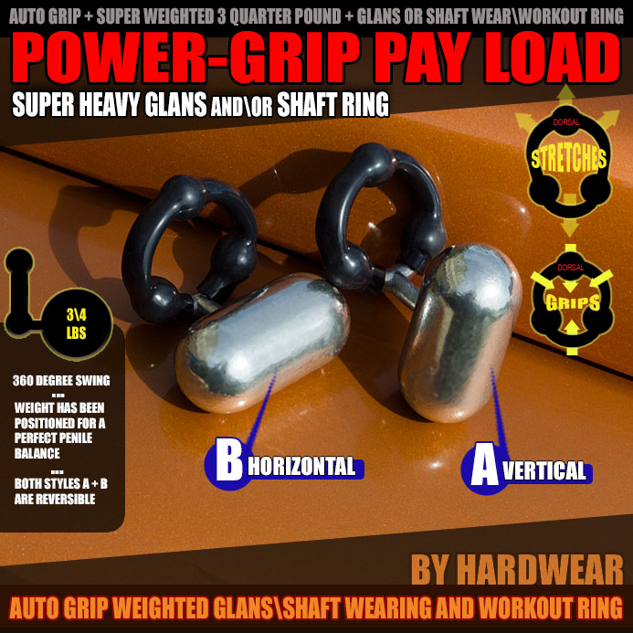 POWER GRIP PAY&nbsp;LOAD GLANS RING&nbsp;- SHAFT RING - allknight.com: This weighted glans ring is the super comfortable, super sexy way to grow your dick. Featuring a built-in three-quarter pound weight, this is the perfect starter\intermediate stretch for your penis. And because this gear feels amazing, penis enlargement with the Payload is fun and easy.