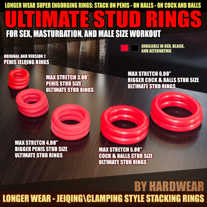 ULTIMATE STUD - LONGER WEAR JELQING RINGS - allknight.com: Want a big thick dick? These super engorging, longer wear penis jelqing rings can be sized for every angle of your junk. Dick. Cock and Balls. And direct on your sack.