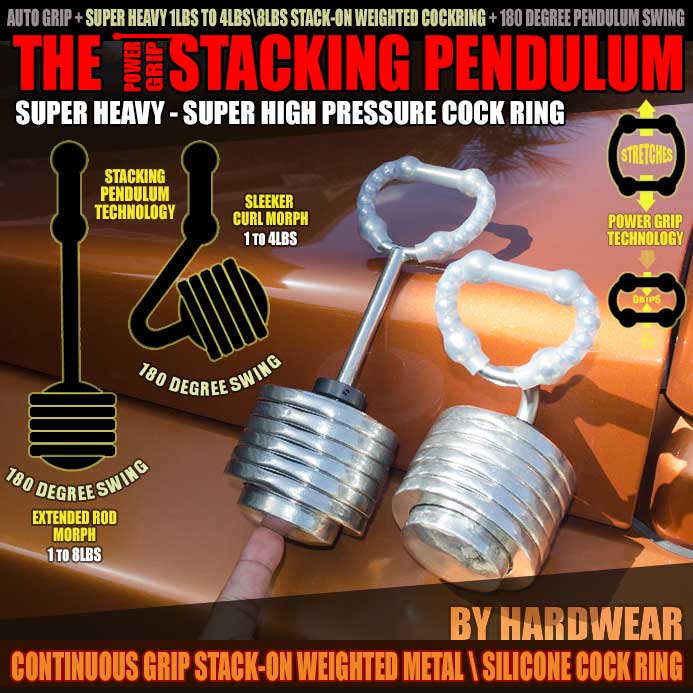 POWER GRIP STACKING PENDULUM RING - allknight.com: Looking for a super heavy cock ring that gets you rock hard and also exercises your dick? The Power Grip Stacking Pendulum is here with 1 to 4LBS adjustable weight, 180-degree pendulum design, and everything a growing boy’s dick needs.